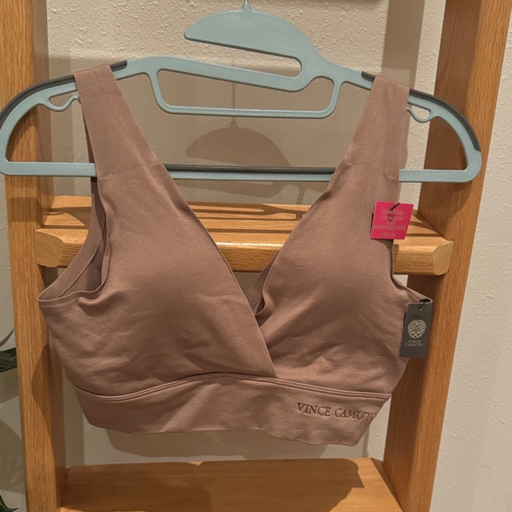 🆕 Vince Camuto Women's Brown Triangle Wireless padded Bralette